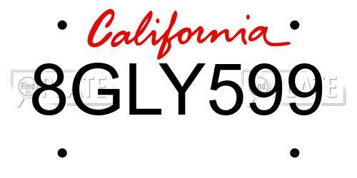 8GLY599 California License Plate