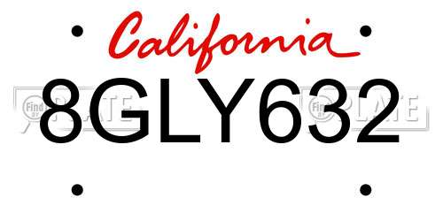8GLY632 California License Plate