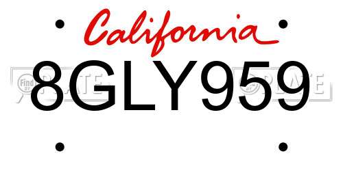 8GLY959 California License Plate