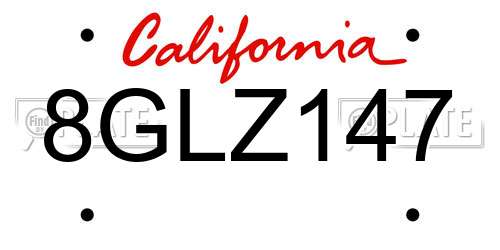 8GLZ147 California License Plate
