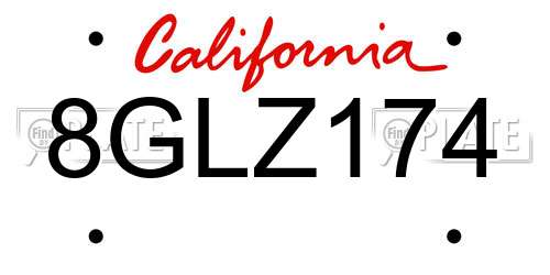 8GLZ174 California License Plate