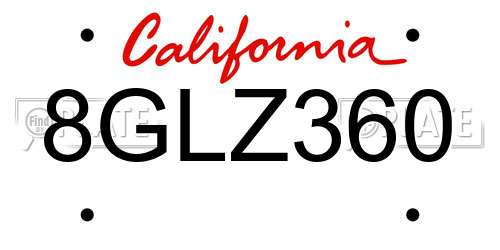 8GLZ360 California License Plate