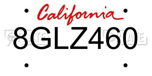 8GLZ460 California License Plate