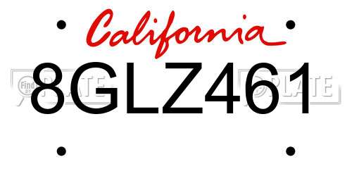 8GLZ461 California License Plate