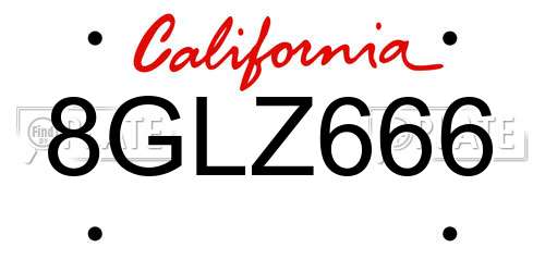 8GLZ666 California License Plate