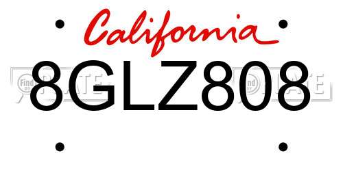 8GLZ808 California License Plate