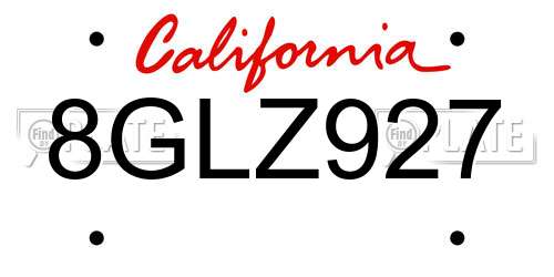 8GLZ927 California License Plate