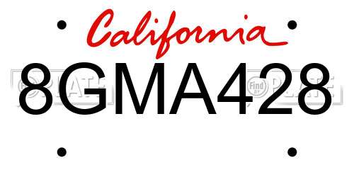 8GMA428 California License Plate