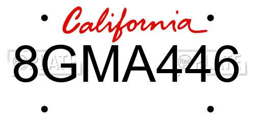 8GMA446 California License Plate