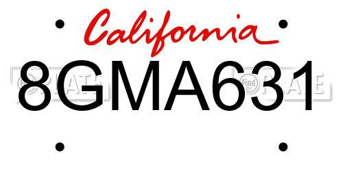 8GMA631 California License Plate