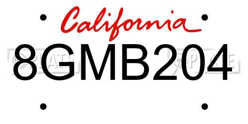 8GMB204 California License Plate