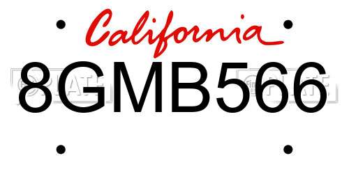 8GMB566 California License Plate