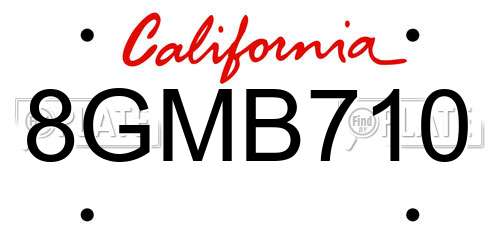 8GMB710 California License Plate