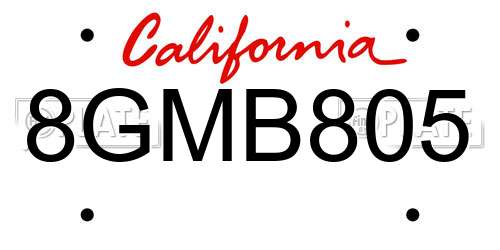 8GMB805 California License Plate