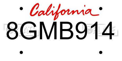 8GMB914 California License Plate