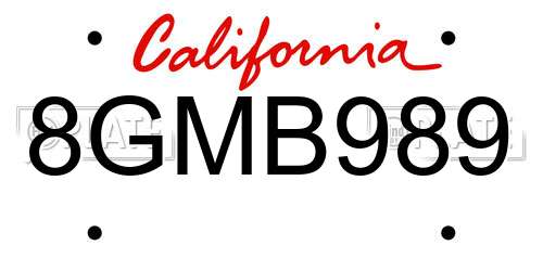 8GMB989 California License Plate