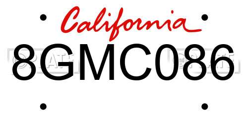 8GMC086 California License Plate