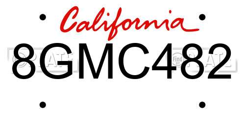 8GMC482 California License Plate