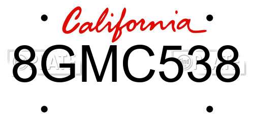 8GMC538 California License Plate