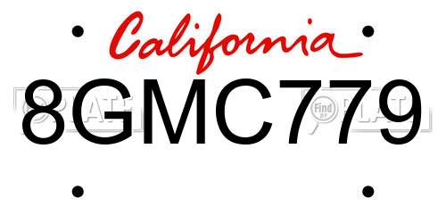 8GMC779 California License Plate