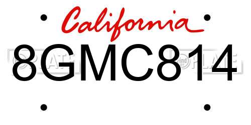 8GMC814 California License Plate