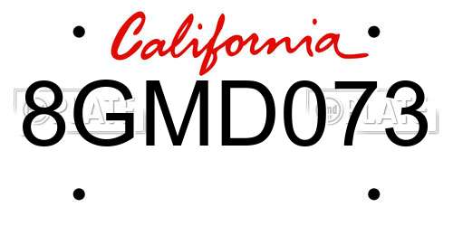 8GMD073 California License Plate