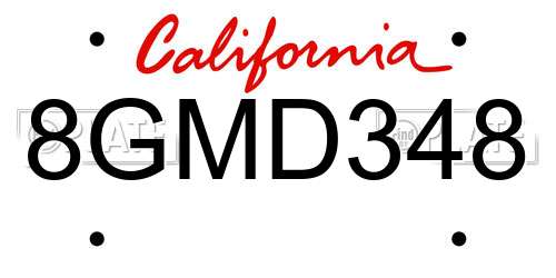 8GMD348 California License Plate