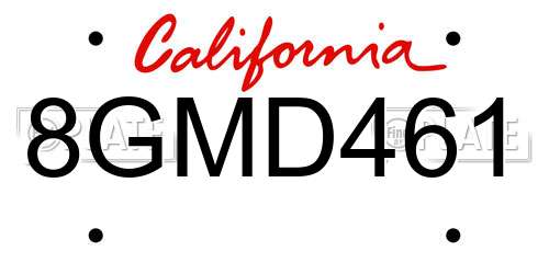 8GMD461 California License Plate