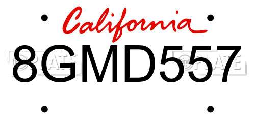 8GMD557 California License Plate