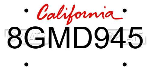 8GMD945 California License Plate