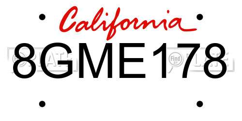 8GME178 California License Plate