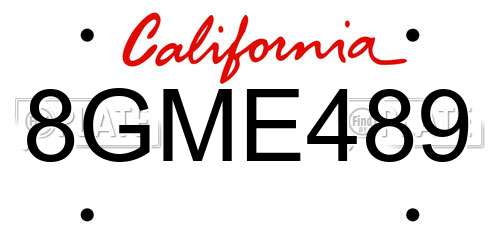 8GME489 California License Plate