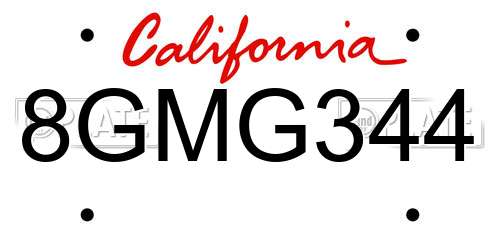 8GMG344 California License Plate