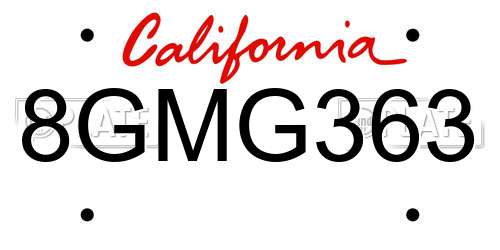 8GMG363 California License Plate