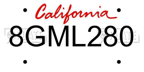8GML280 California License Plate