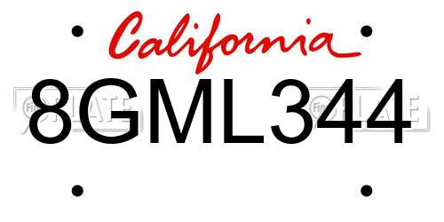 8GML344 California License Plate