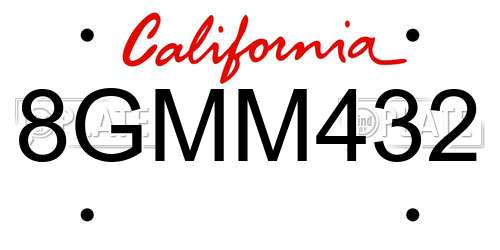 8GMM432 California License Plate