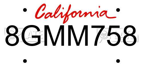 8GMM758 California License Plate