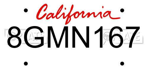 8GMN167 California License Plate