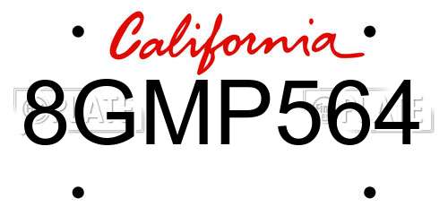 8GMP564 California License Plate
