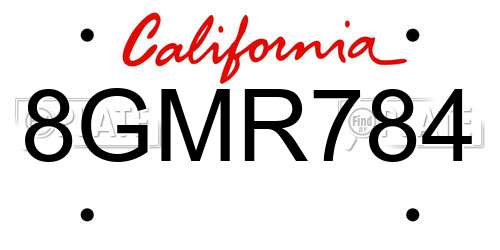 8GMR784 California License Plate