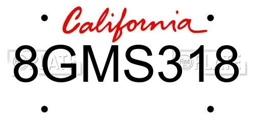 8GMS318 California License Plate