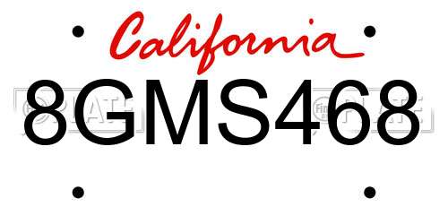 8GMS468 California License Plate