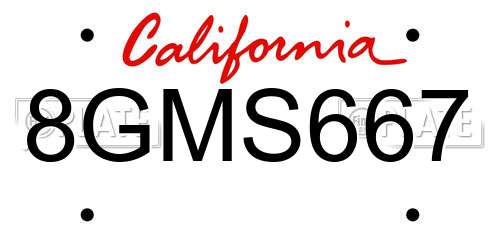 8GMS667 California License Plate