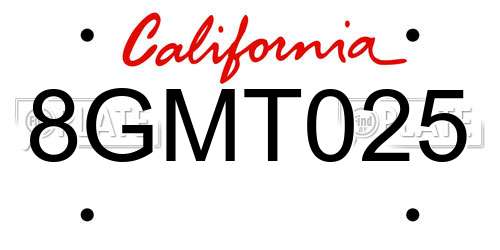 8GMT025 California License Plate