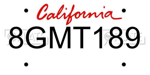 8GMT189 California License Plate