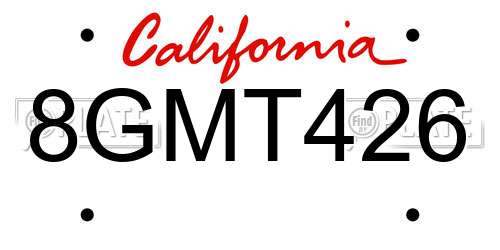 8GMT426 California License Plate