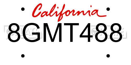 8GMT488 California License Plate