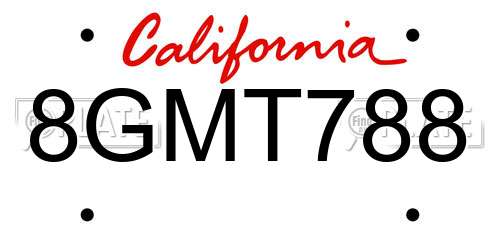 8GMT788 California License Plate