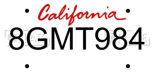 8GMT984 California License Plate